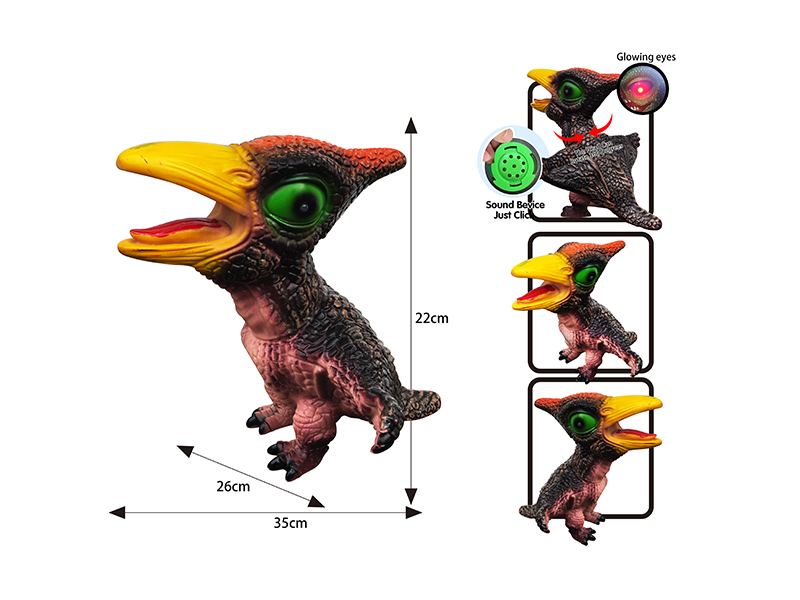 Q Version Mini Cartoon Soft Plastic Pterosaur (With Ic+Eye Glow+Head Rotation+Vinyl Filled Cotton)