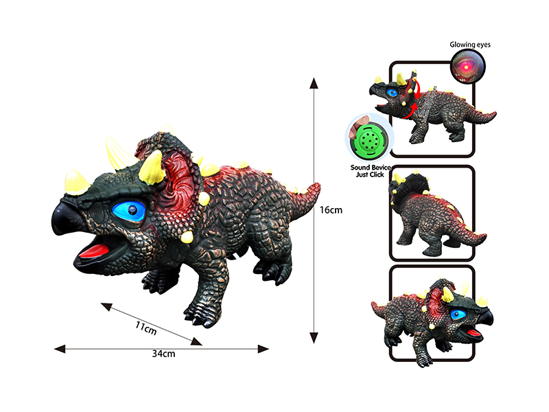 Q Version Mini Cartoon Soft Plastic Triceratops (With Ic+Eye Glow+Head Rotation+Vinyl Filled Cotton)