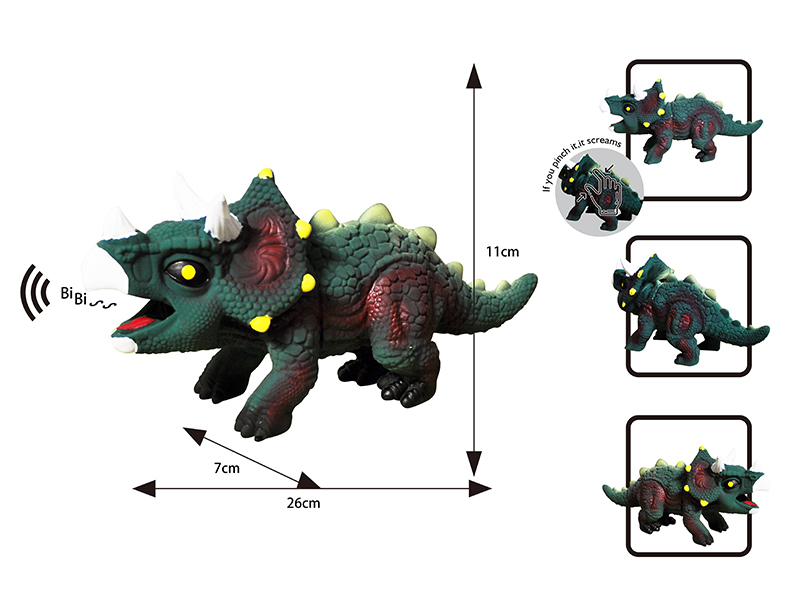 Q Version Cartoon Vinyl Triceratops+Bb Whistle