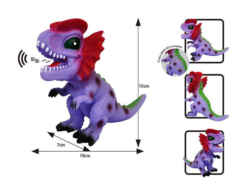 Q Version Cartoon Vinyl Dilophosaurus Rex+Bb Whistle