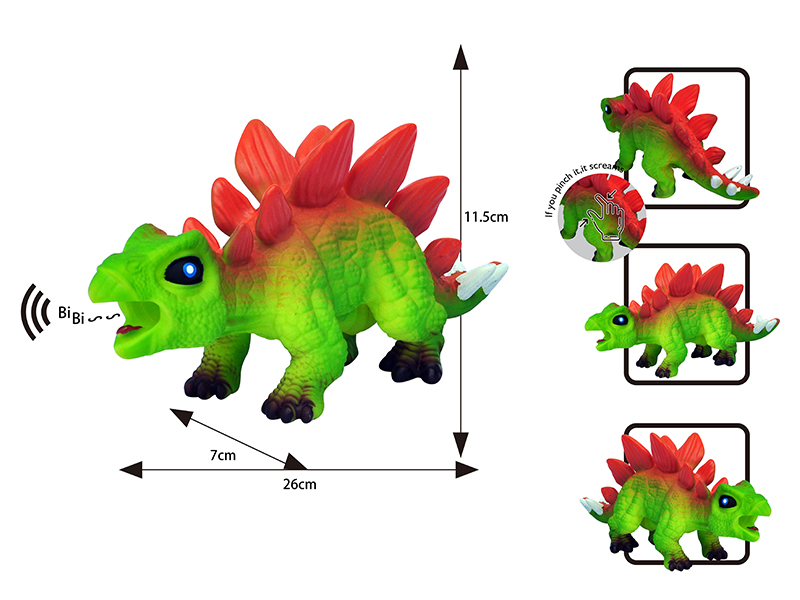 Q Version Cartoon Vinyl Stegosaurus Rex+Bb Whistle