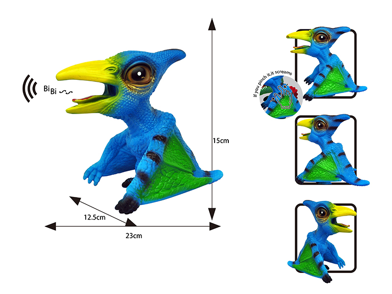 Q Version Cartoon Vinyl Pterosaur Rex+Bb Whistle