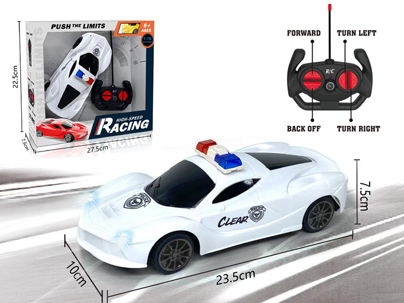 1:18 4-Channel Remote Control Police Car With Light
