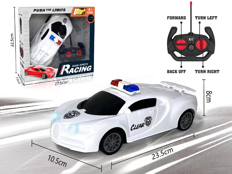 1:18 4-Channel Remote Control Police Car With Light