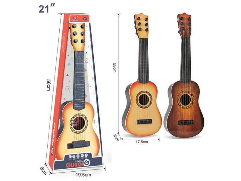 6-String Simulated Wood Grain Guitar Toy