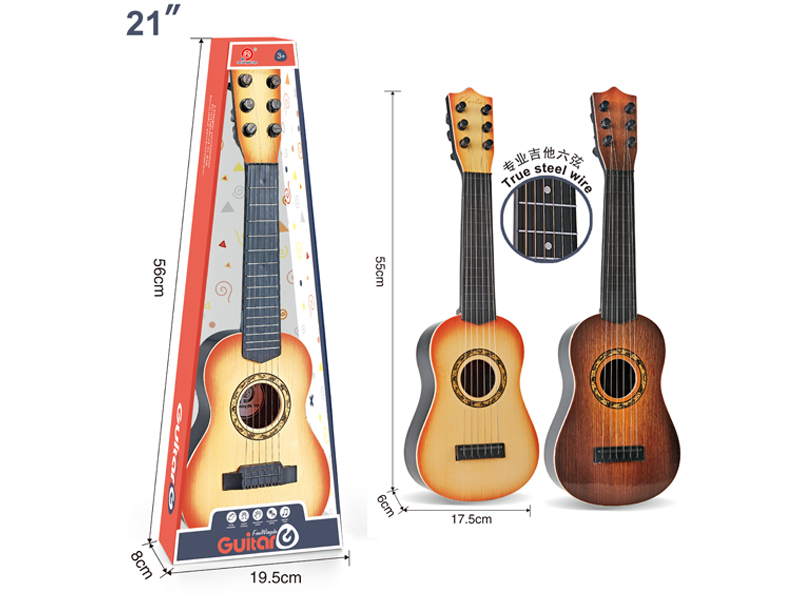 6-String Simulated Wood Grain Guitar Toy