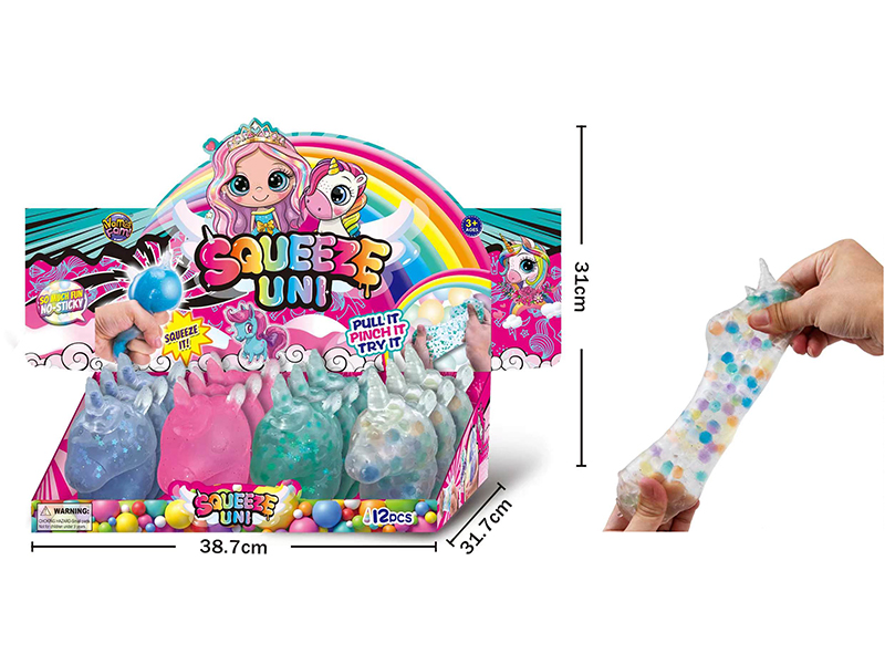 Squeeze Unicorn Toys (With Colored Beads)12pcs