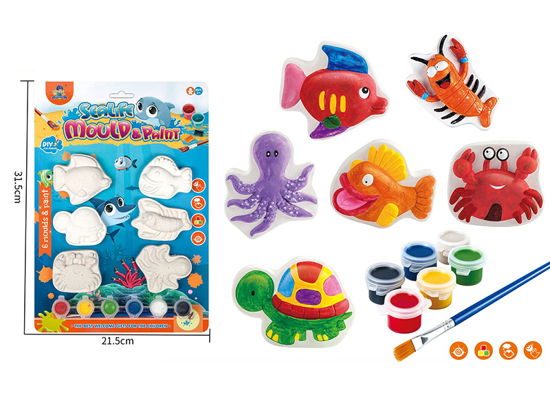 Plaster Coloured Drawing - Sea Animal Series