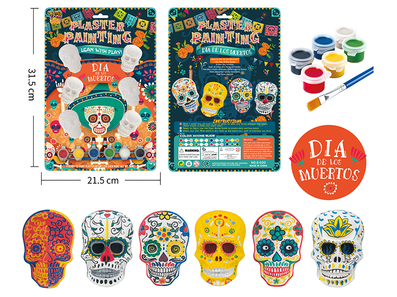Plaster Coloured Drawing- Dia De Los Muertos