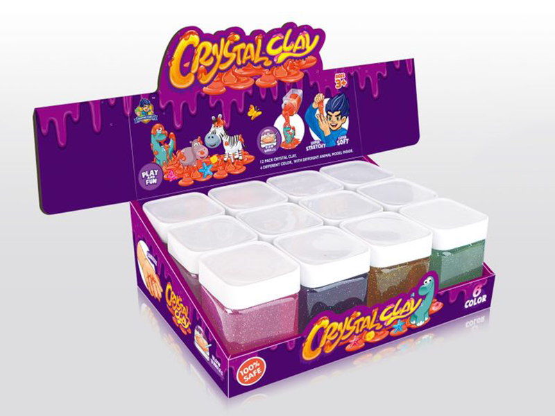 Square Bottle Glitter Powder Crystal Clay (12 Bottles)