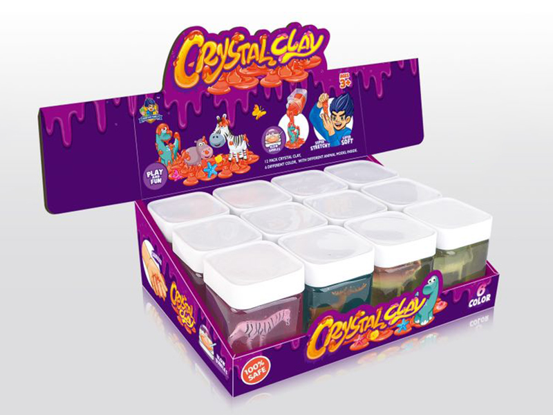 Square Bottle Animal Crystal Clay (12 Bottles)