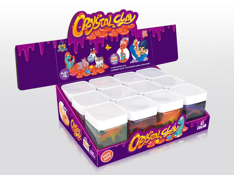 Square Bottle Dinosaur Crystal Clay (12 Bottles)