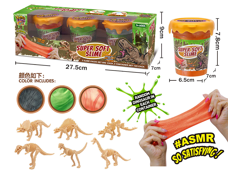 Dinosaur Crystal Clay(With 3 Dinosaur Skeleton)