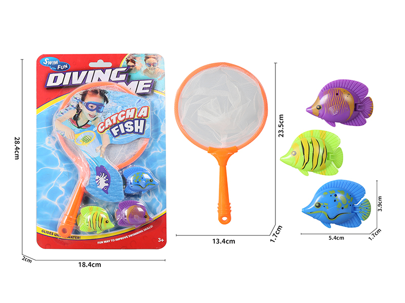 Diving Scoop Net Set(With 3 Diving Fishs)