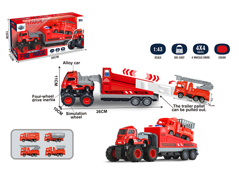 4WD Friction Alloy Rescue Trailer With Fire Engine