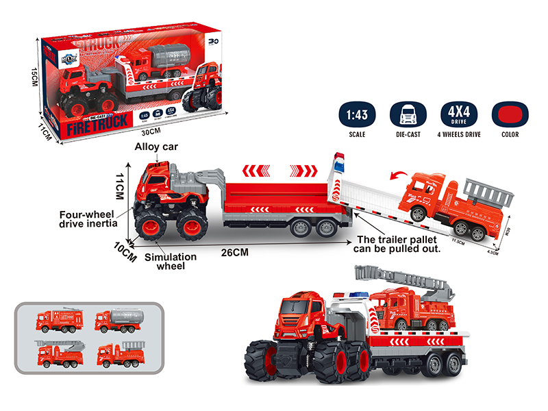 4WD Friction Alloy Rescue Trailer With Fire Engine