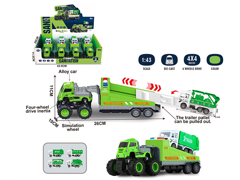 4WD Friction Alloy Rescue Trailer With Sanitation Truck(4PCS)