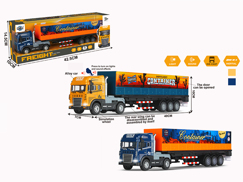 Friction Alloy Container Car With Light And Sound