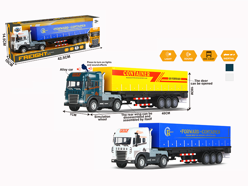 Friction Alloy Container Car With Light And Sound