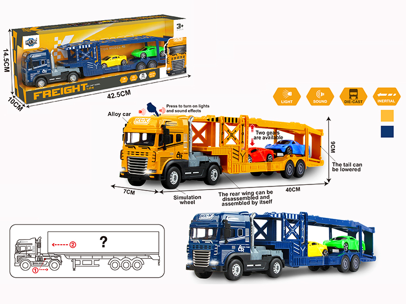 Friction Alloy Double Deck Carrier Vehicle With Light And Sound + 2 Small Cars
