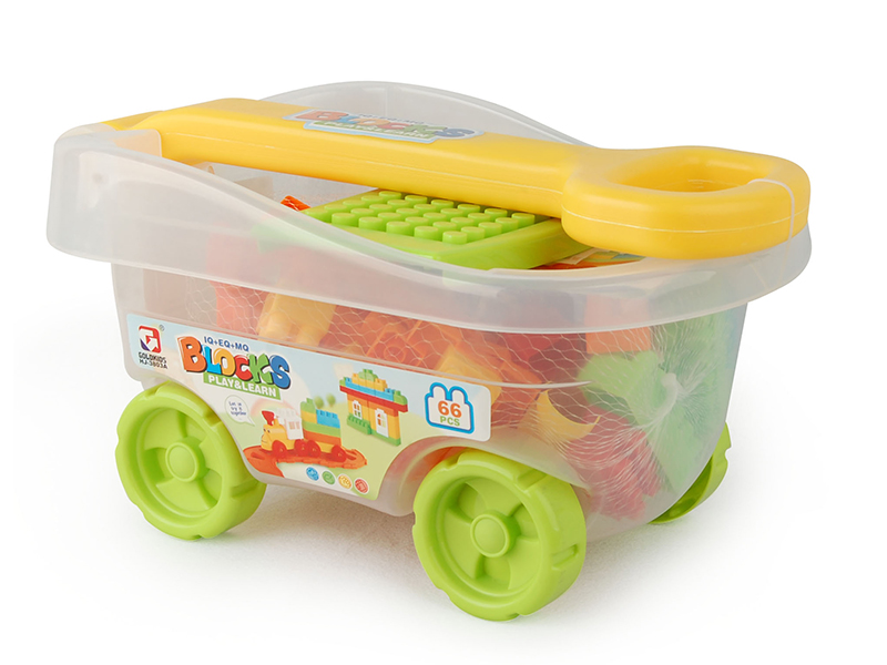 66PCS Pull Cart Building Blocks