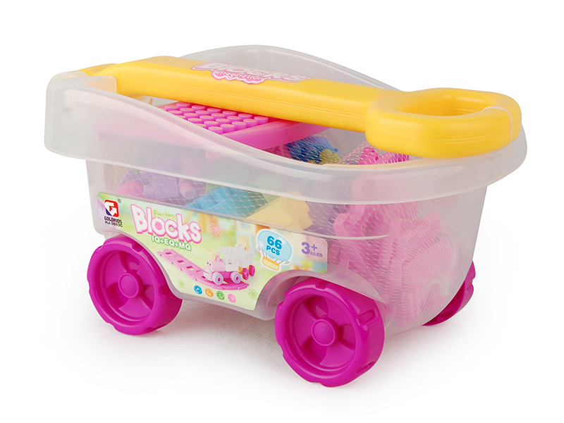 66PCS Pull Cart Building Blocks
