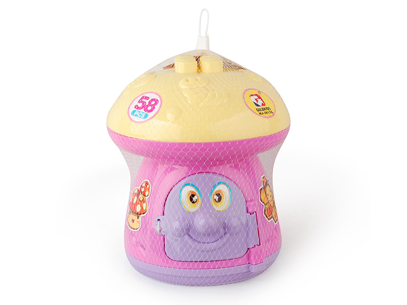 58PCS Cartoon Mushroom Building Blocks