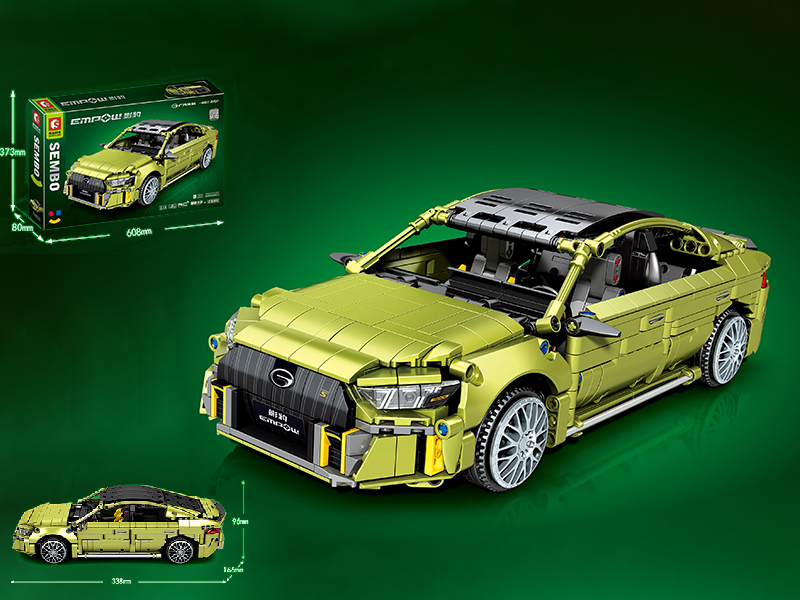 Car Model Building Blocks - Trumpchi A55 1:14 Army Green Edition 1244pcs