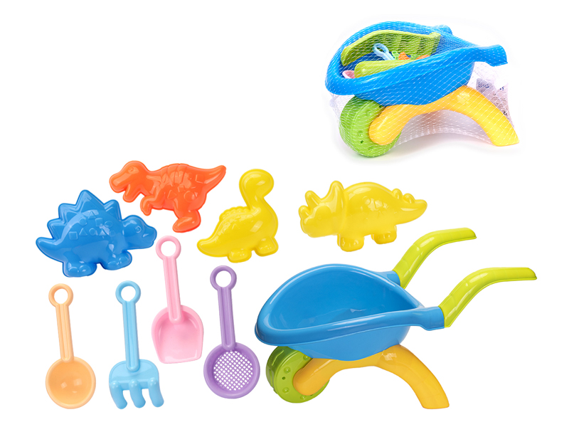 9Pcs Beach Cart Dinosaur Beach Bucket