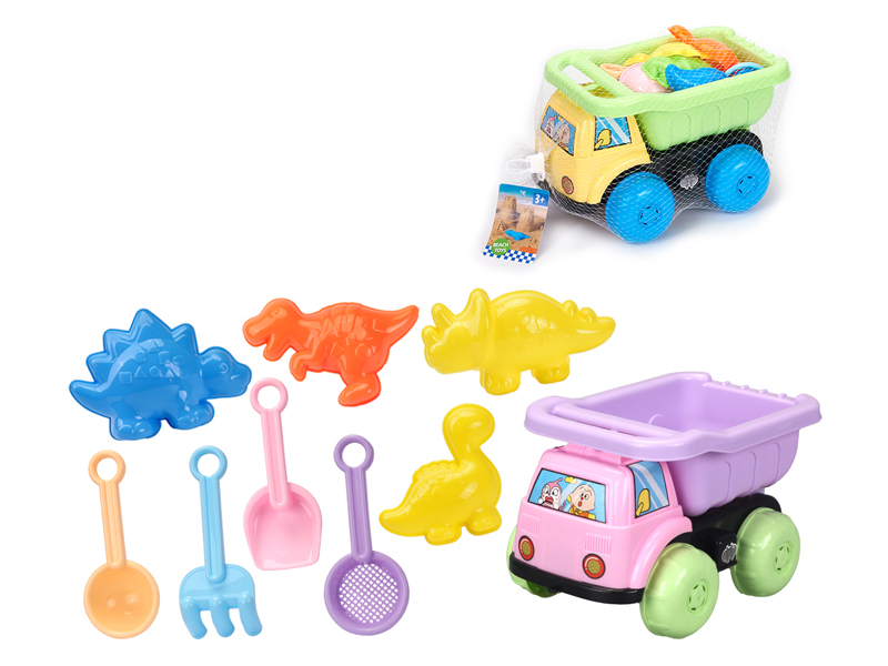 9Pcs Beach Cart Dinosaur Beach Bucket