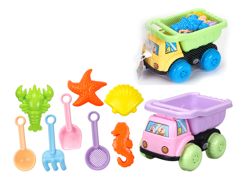 9Pcs Beach Cart Dinosaur Beach Bucket