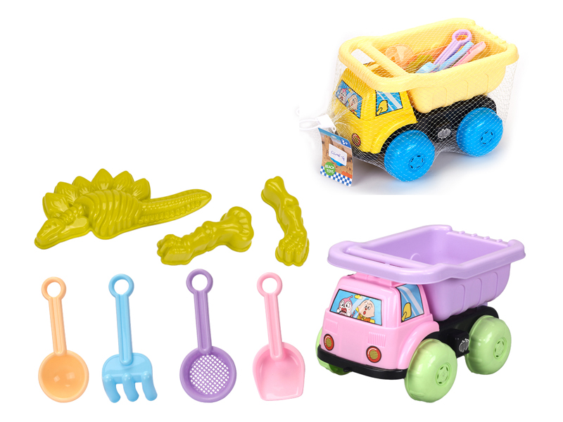 8Pcs Beach Cart Dinosaur Beach Bucket