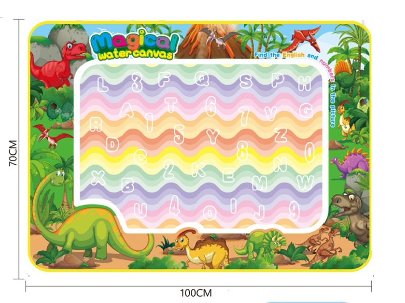 Dinosaur Theme Doodle Magic Water Canvas(Rainbow Bottom Colour,Alphabet Number)