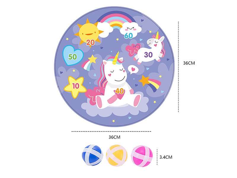 Unicorn Theme Velcro Dartboard