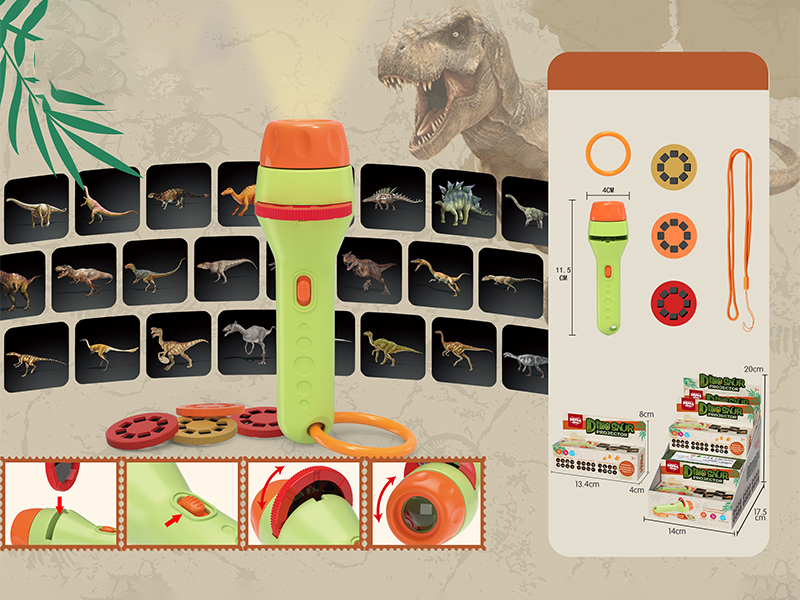 12PCS Projection Circular Flashlight (Dinosaur Version)