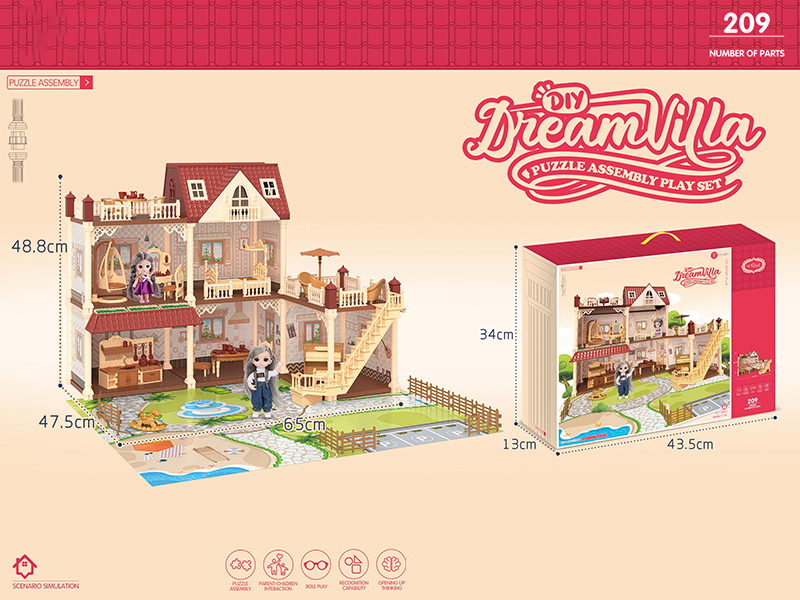 DIY Dream Villa(5 Rooms, 2 Courtyard)