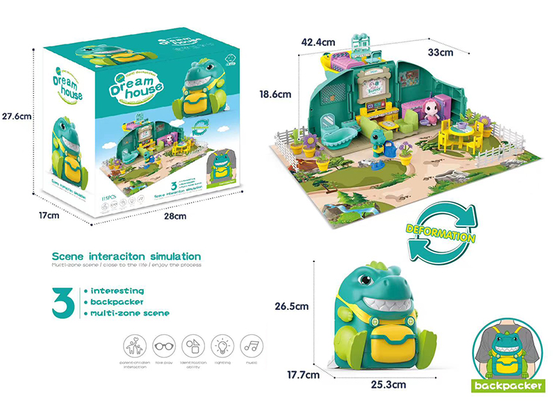 Dinosaur Storage Backpack Dream House Scene(Light & Music)