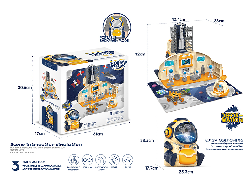 Space Storage Backpack Space Station Scene(Light & Music)