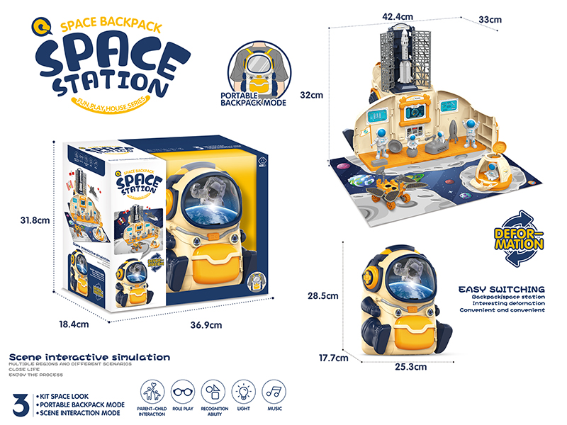 Space Storage Backpack Space Station Scene(Light & Music)