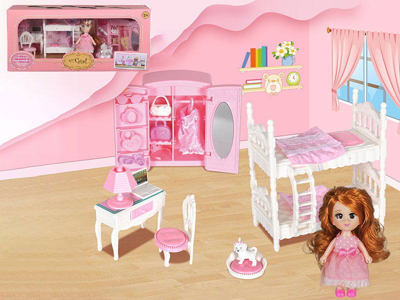 Bedroom Dual Bed Furniture Toy