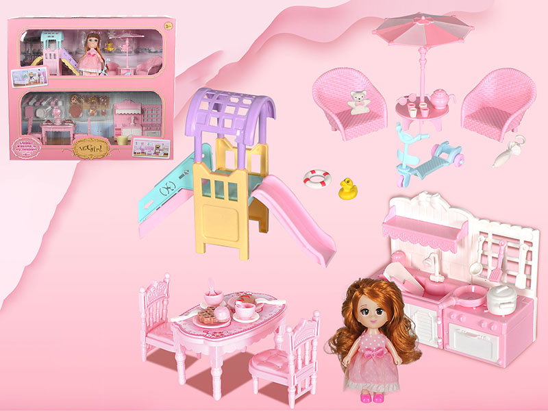 Children's Park & Kitchen 2 In 1 Furniture Toys