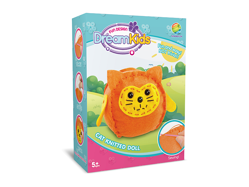 DIY Cartoon Stuffed Cotton Doll Sewing Kit Toy (Cat)