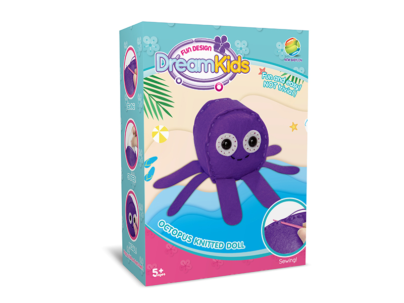 DIY Cartoon Stuffed Cotton Doll Sewing Kit Toy (Octopus)