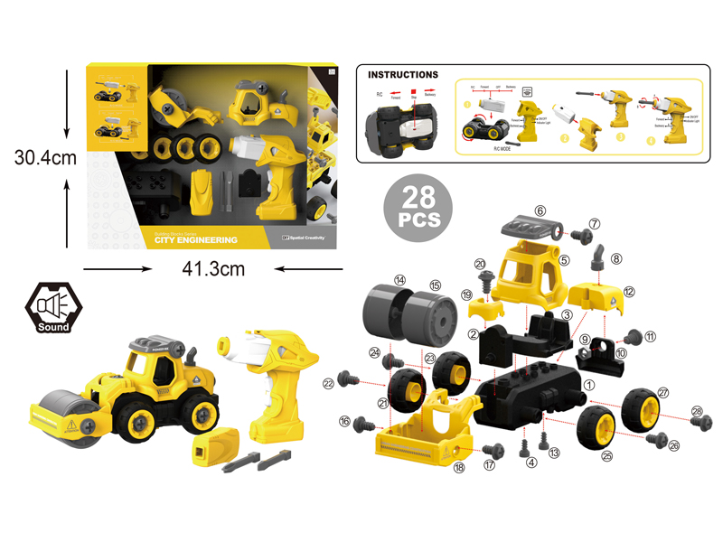 Assembled R/C Roller Engineering Vehicle 28Pcs