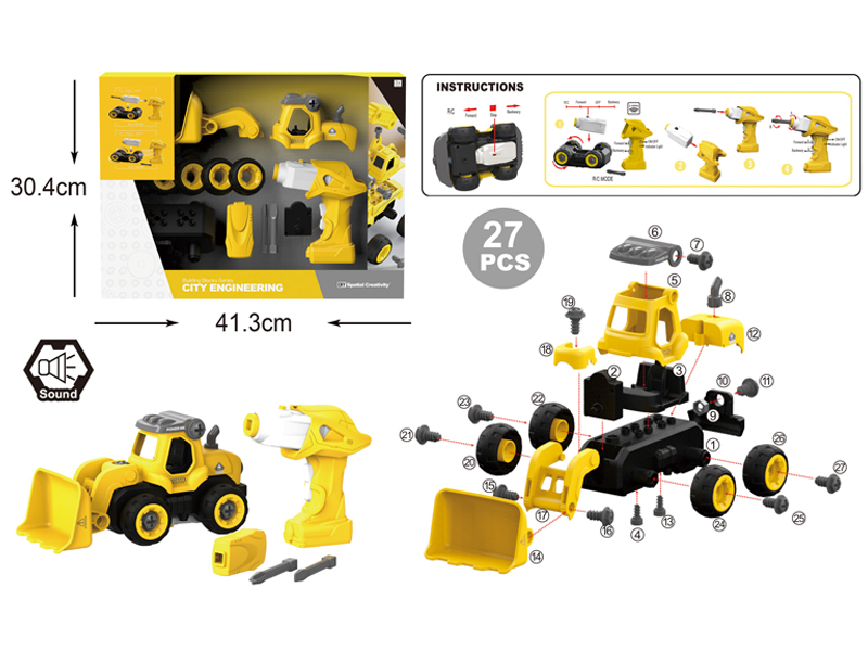 Assembled R/C Bulldozer Engineering Vehicle 27Pcs