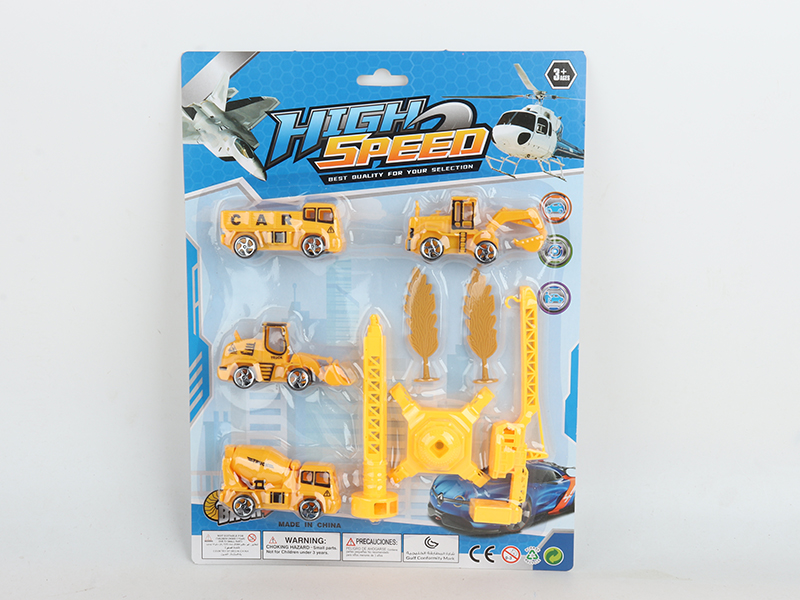 Pull Back Engineering Truck Tower Crane Set