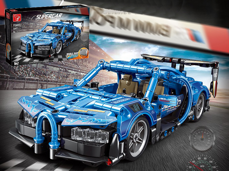 Pull Back Bugatti Building Blocks Car 447PCS