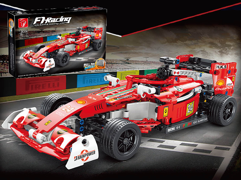 Pull Back Building Blocks Car - Ferrari F1 Equation Car