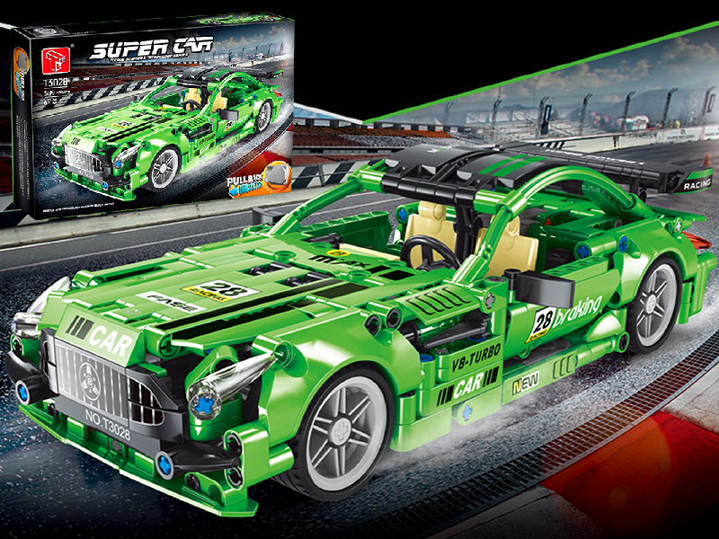 Pull Back Building Blocks Car - Benz GTR