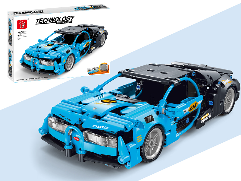 Pull Back Building Blocks Car - Bugatti